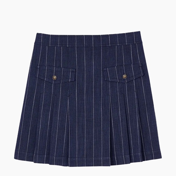 NWT Sandro Mini Striped Pleated Skirt